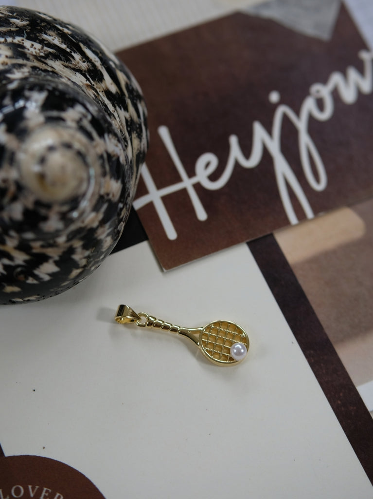 Charms Bar - Tennis Racket and Pearl