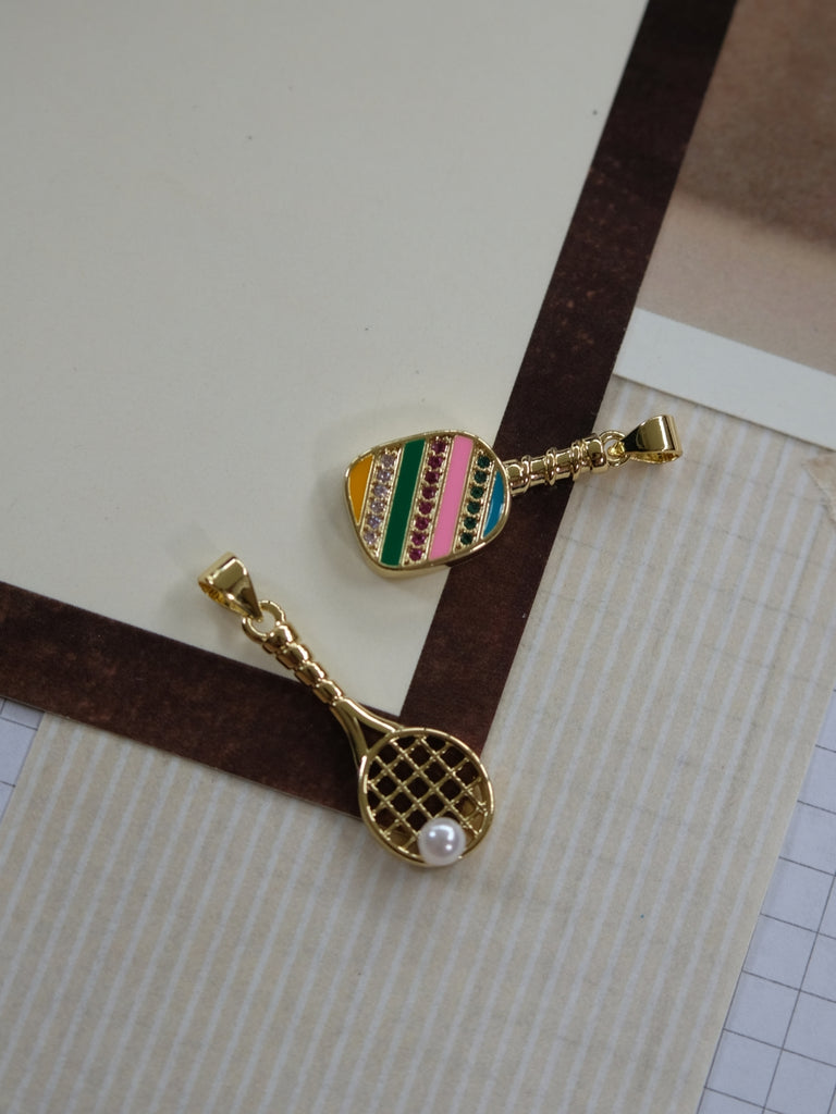 Charms Bar - Tennis Racket and Pearl