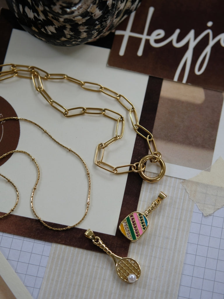 Charms Bar - Tennis Racket and Pearl