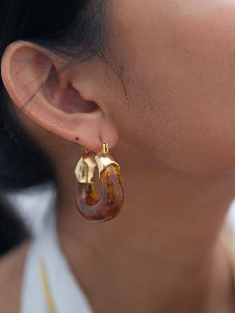 Holiday x 12 - Edie Earrings in Amber Resin