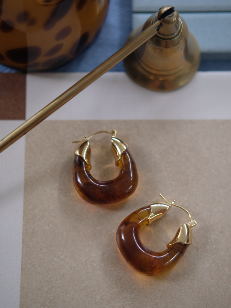 Holiday x 12 - Edie Earrings in Amber Resin