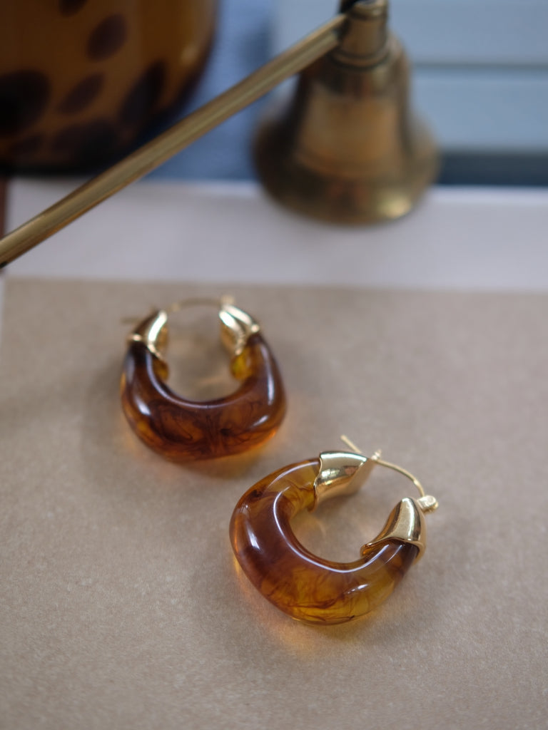 Holiday x 12 - Edie Earrings in Amber Resin